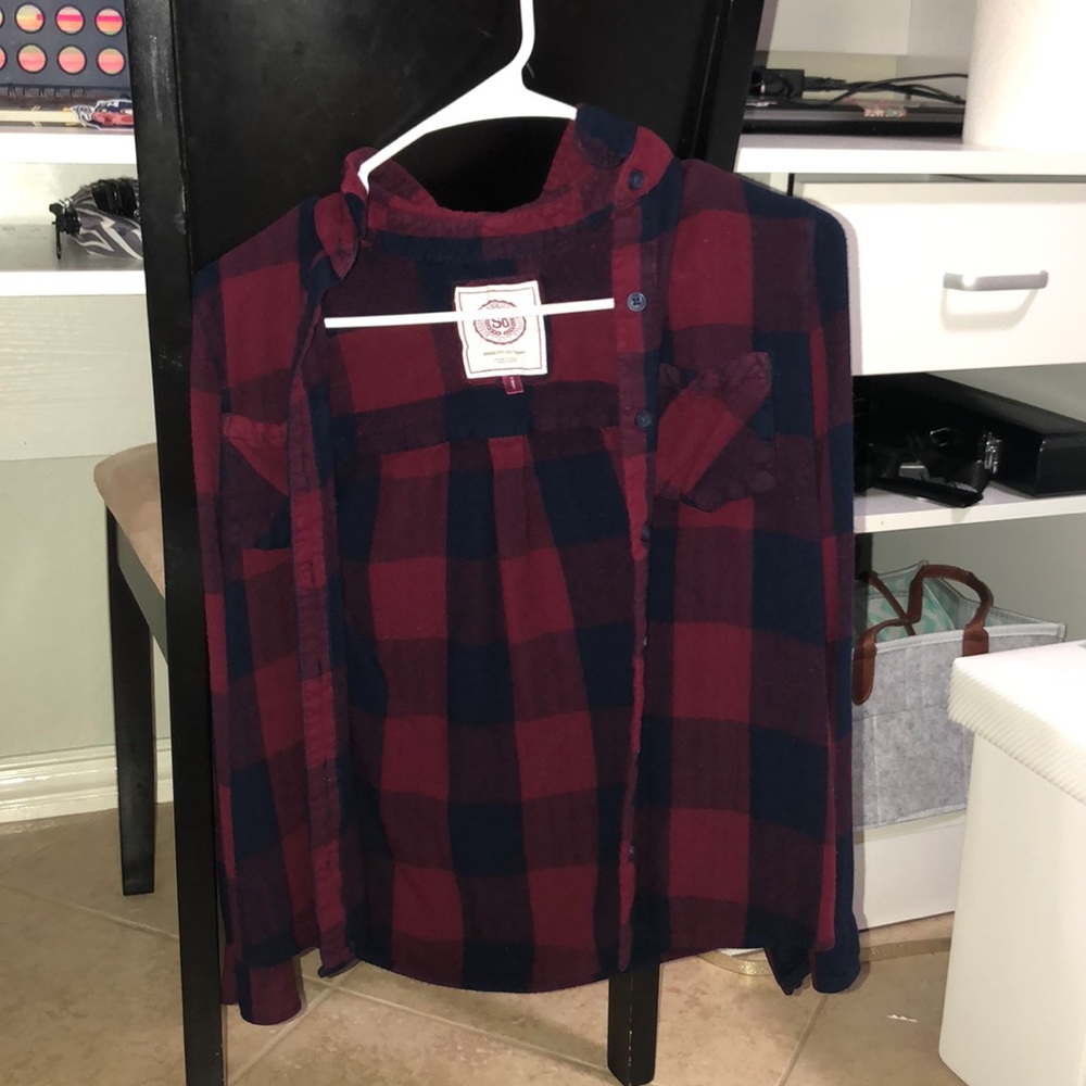 dark red and blue flannel